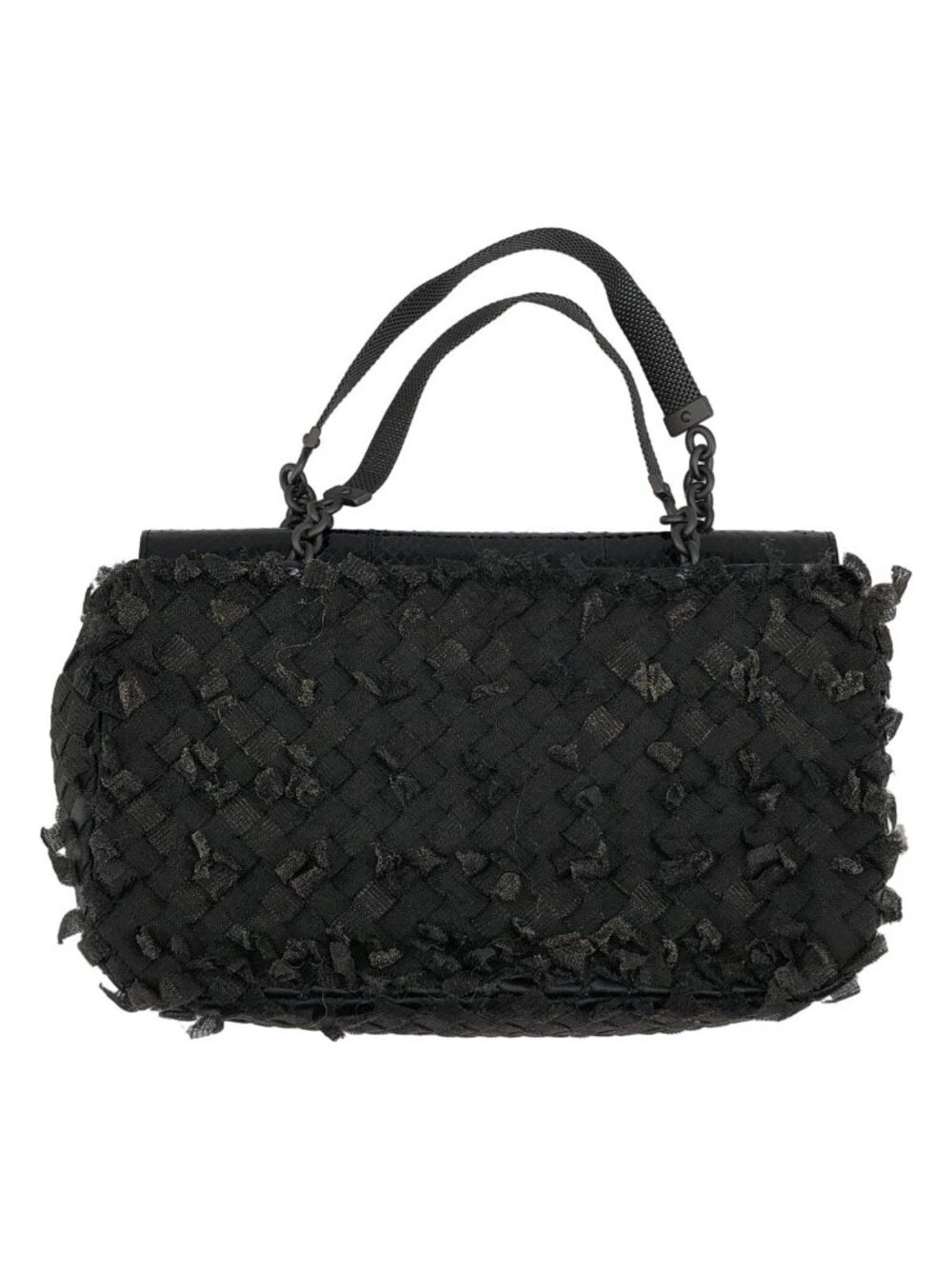 Bottega Veneta Intrecciato Fringe Handbag Black
